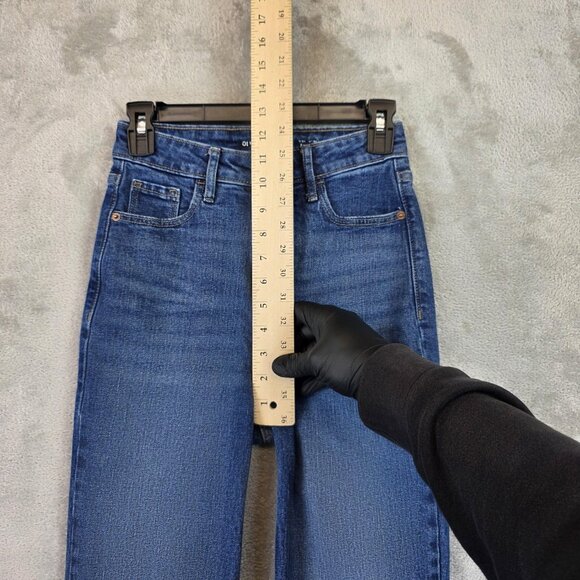 Old Navy Jeans Womens 0 Blue High Rise Flare Leg Stretch Denim Medium Wash Anza - Picture 3 of 12